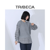 女假两件格纹圆领针织衫 TRIBECA翠贝卡商场同款 秋季