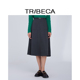 TRIBECA翠贝卡2024年商场同款 秋冬新款 深灰通勤休闲A字中长半身裙