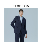 TRIBECA翠贝卡2025秋新款 商场同款 通勤职业灰蓝女百搭气质西服