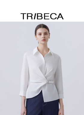 TRIBECA翠贝卡2026春新款商场同款优雅白色衬衫女长袖翻领设计感