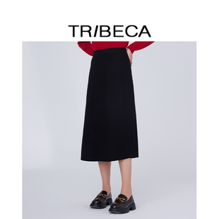半身裙 休闲通勤纯色中长款 TRIBECA翠贝卡2024年商场同款 秋冬新款