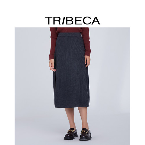 TRIBECA翠贝卡通勤纯色半身裙