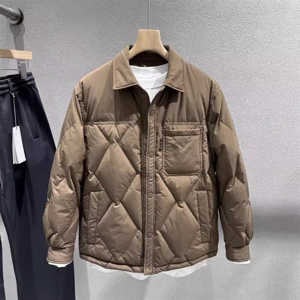 高级感短款流行羽绒服男士2025年冬季新款韩版翻领轻薄设计感外套