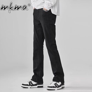 潮牌潮流百搭微喇叭牛仔裤男士新款时尚宽松简约垂感直筒阔腿裤子
