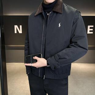 潮牌2025新款轻奢翻领羽绒服男冬季加厚高级感巴恩风时尚高档外套