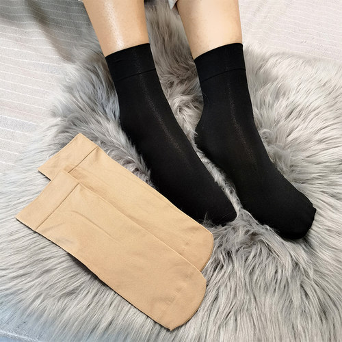 黑色肤色短丝袜加厚不透肉女春秋