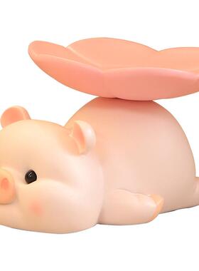 意可爱小萌猪收摆件女生礼创物家居办公室工HNU位解压送纳摆放装