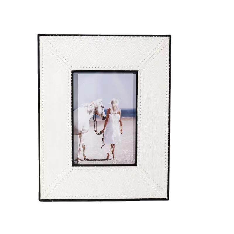 现代轻奢马毛实木相框摆件照片框桌面床头柜书桌装饰品样板间软装