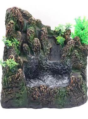 新瀑款族鱼缸景流沙布水箱EWT草缸动态造布景不浑水流沙假山创意