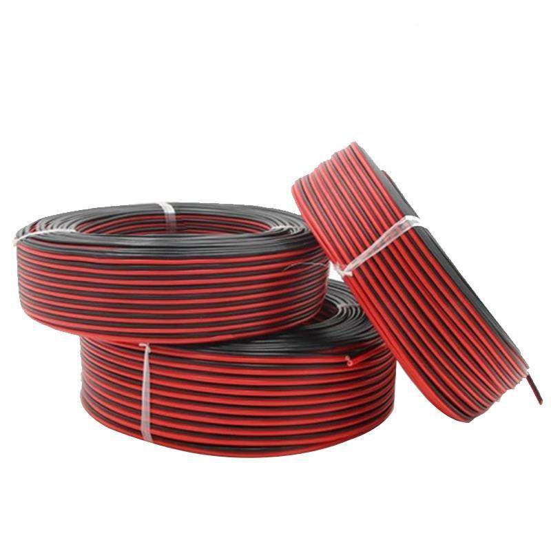 无氧铜红黑线2芯双色平线rvb2.并5方字电源线发光喇叭红黑平行线