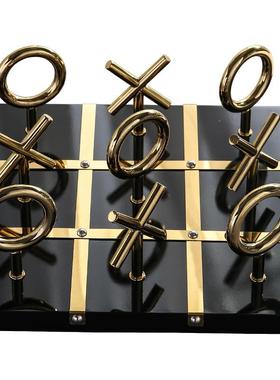 现代轻奢简约不锈钢棋盘形状装饰品家居客厅茶几桌面工艺品摆件厂