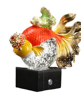 新中式珐柜琅高彩玻璃球鱼书透球摆CF-06161件客厅电视房创意家居