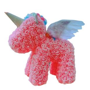 永生花独角兽夕情人节开生业日物送女友40cm天使闺蜜玫七瑰花礼独