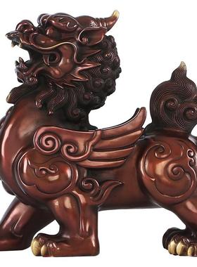 铜麒麟摆件家居办公室装饰品客厅工艺品麒麟摆设开业礼品