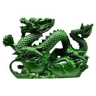 绿色木龙摆件木头龙十二生肖龙工艺品动物家居送礼实木质雕刻装饰