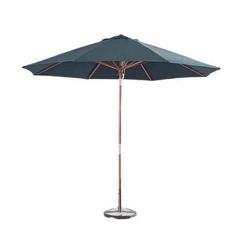 实木中柱伞仿木铝合金外摆游泳池太阳伞户外伞庭院室外花园伞条纹