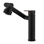 黑色电镀旋转龙头招财猫功家用冷热水双用面能盆浴室柜洗手盆水龙