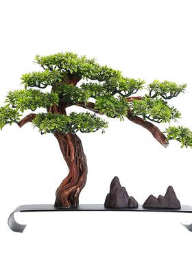 新中式仿真盆木植bj003256物迎松铁艺摆件禅意枯软装家居客厅玄客