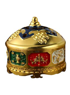 八吉祥蒙香炉民族精品多规合金佛具用品金色格红彩绘室古KIV内色