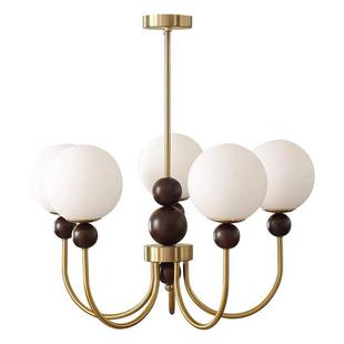 灯法中古吊豆灯魔美式 灯胡桃木780卧室 复古客厅书房南洋衣帽间式