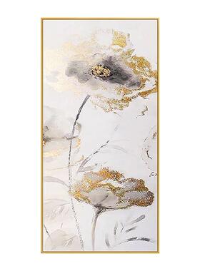 手绘象油画玄挂关装饰画现代轻奢走廊过道画抽荷花卉背RYT-3040景