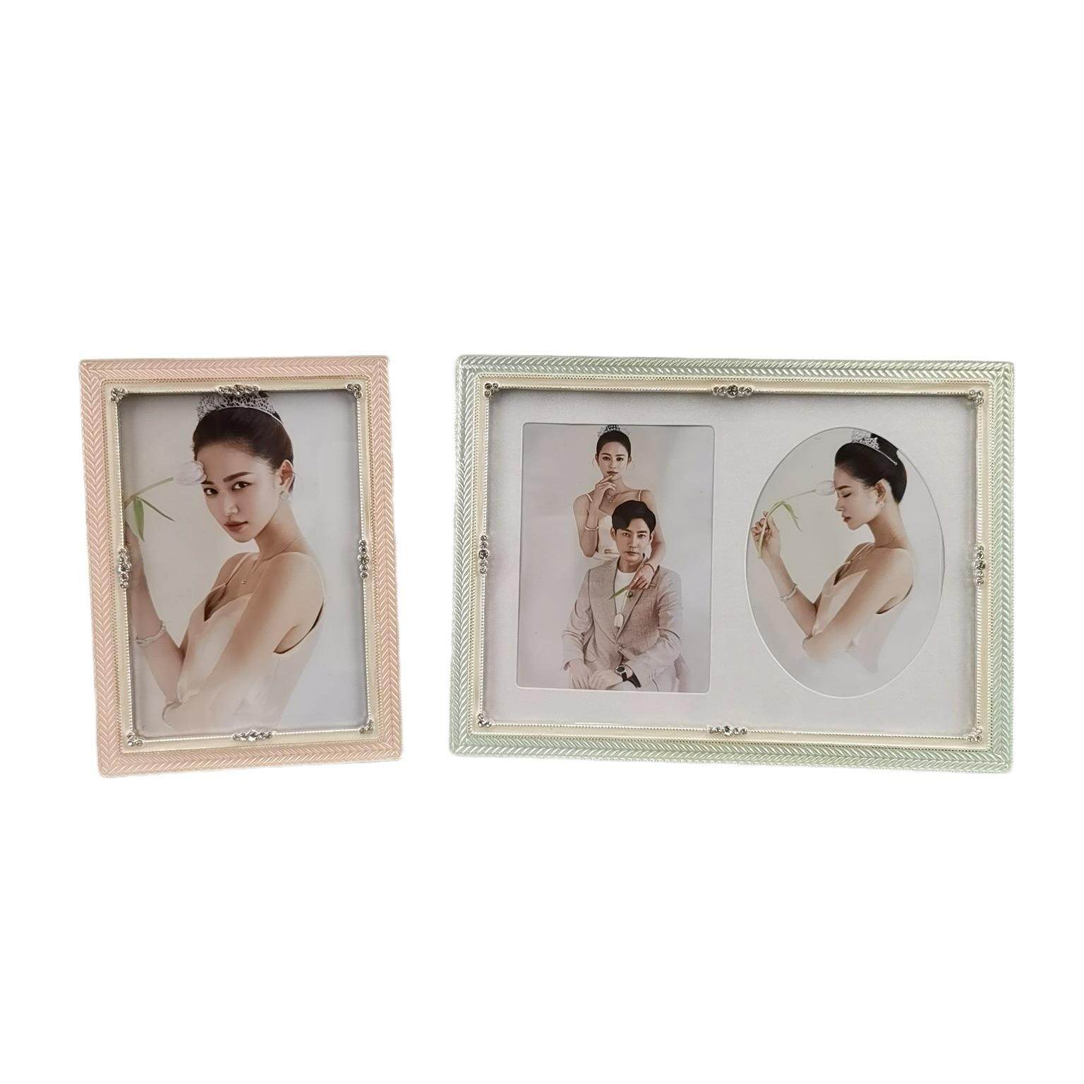 手工电镀滴胶金属现代简约白色单品框照片婚纱写真后期摆台相框