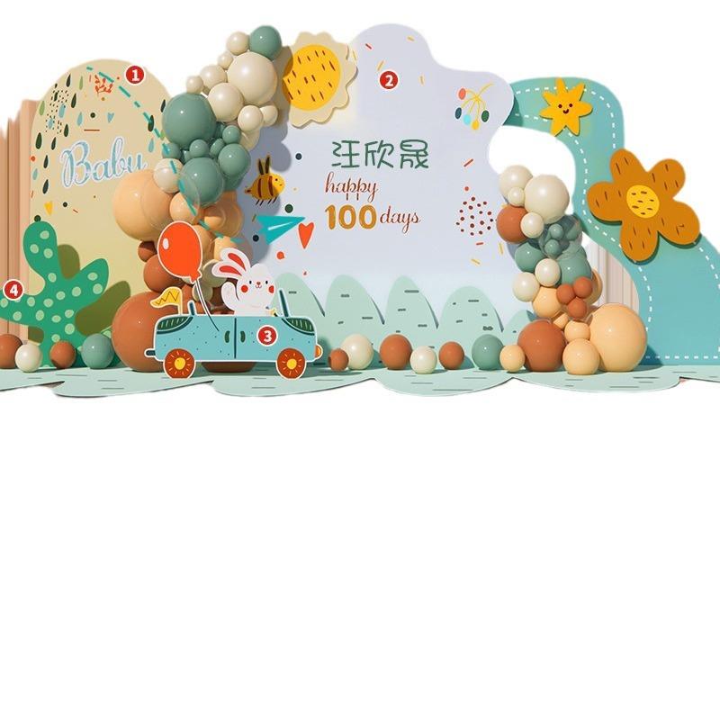 兔宝满月宴百天百日宴背景板套餐周岁抓周布置酒店场景布置kt板