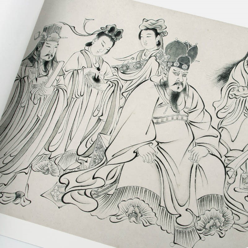 白描人物清代禹之鼎临吴道子送子天王图真迹复制高清线条临摹国画