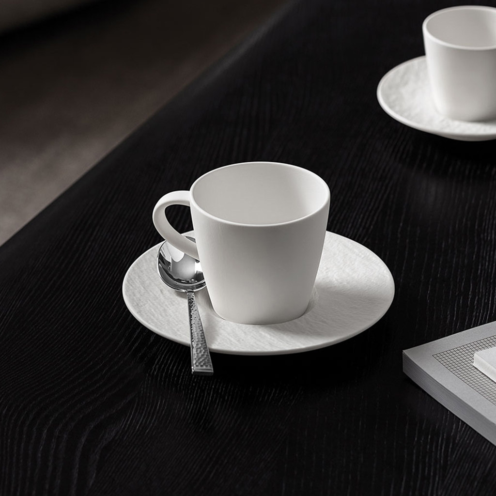 villeroyboch德国唯宝匠心岩咖啡杯碟情侣水杯经典黑白配色0.22L