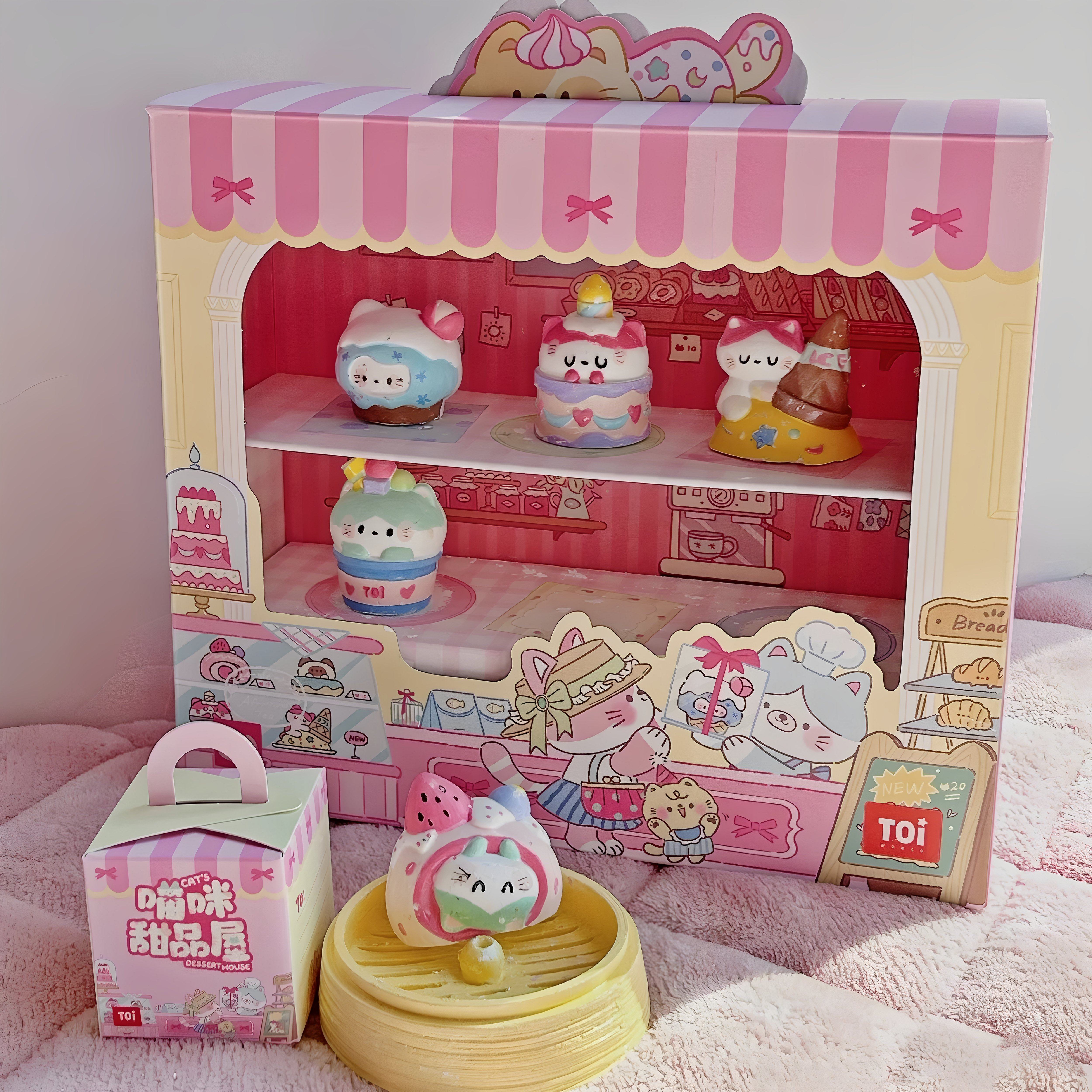 toi图益石膏娃娃涂色手工diy材料儿童手工喵咪甜品屋儿童女孩玩具