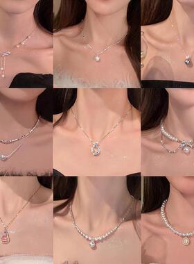 高级感爆款珍珠锁骨链女网红百搭气质时尚轻奢小众项链颈链配饰品