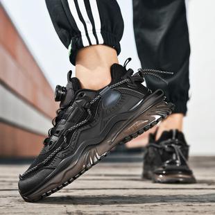 运动男鞋四季新款免系鞋带青少年减震透气旋转扣跑步鞋软底轻便鞋