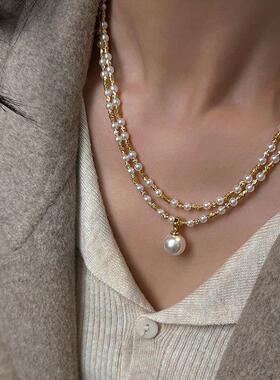 一款多戴满天星珍珠长款项链女轻奢高级感精致时尚百搭颈链毛衣链