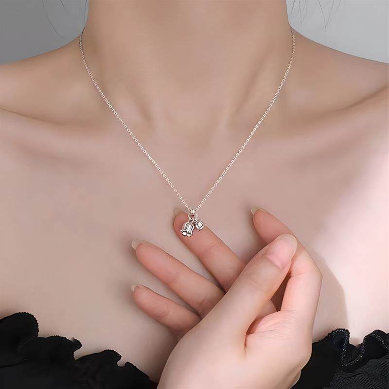 纯银铃兰花项链不掉色女轻奢小众高级感锁骨链简约设计吊坠饰品