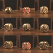 黄铜六面转手把件招财运转五路财神转转摆件指尖解压陀螺魔方