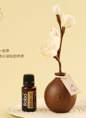 【静】ilobo胡桃木底座通草花香薰精油香气扩香木干花桌面摆件