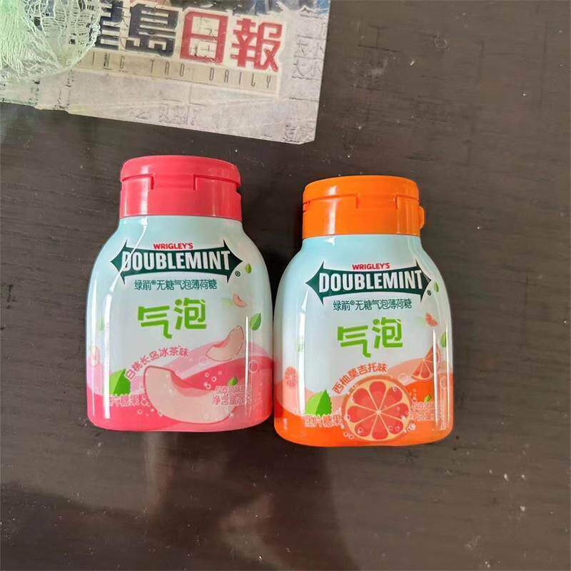 新货绿箭气泡糖2瓶薄荷糖瓶装西柚莫吉托味便携新品清新口气糖果
