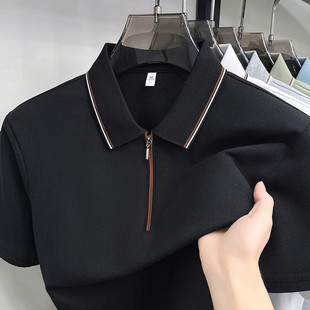 夏季男士短袖纯棉polo衫长绒棉230克衬衫领T恤