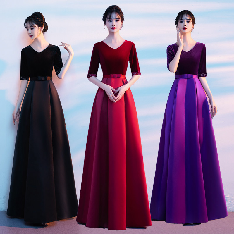 大合唱团演出服装女长裙新款成人大学生诗歌朗诵红歌比赛演出服装