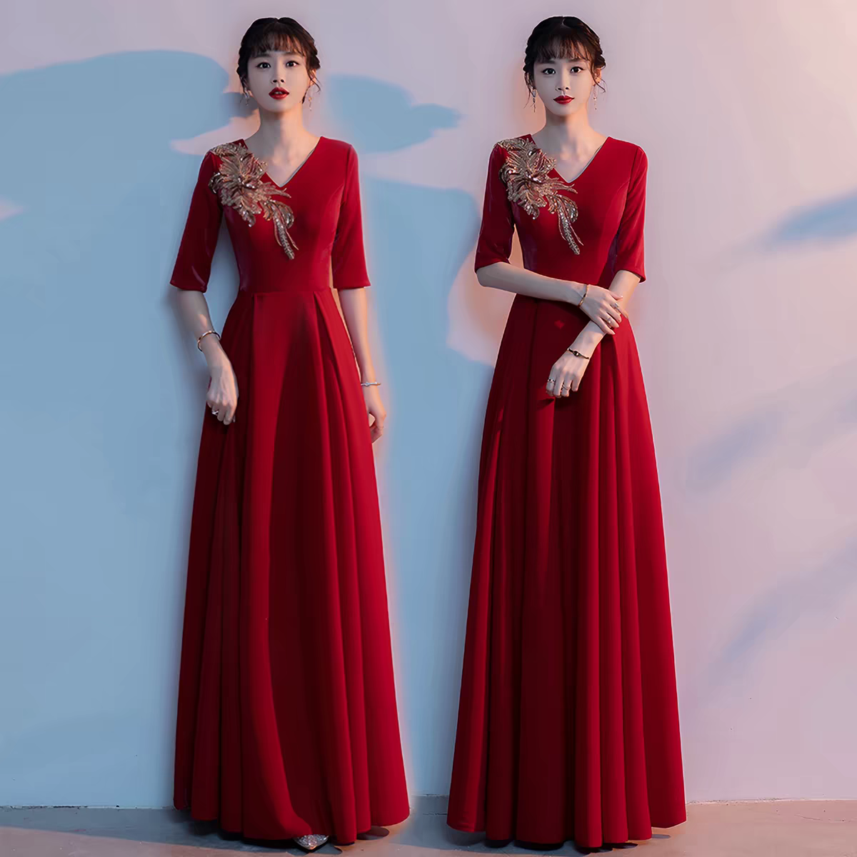 大合唱演出服女长裙指挥比赛诗歌朗诵中老年中学生大合唱团演出服