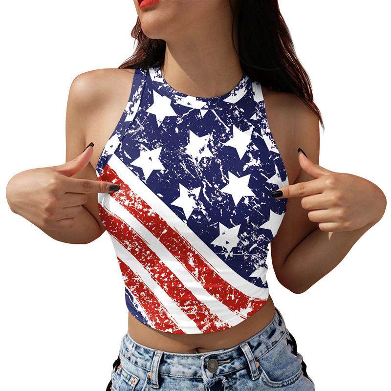 bottom top vest flag digital off-shoulder tank sleeveless