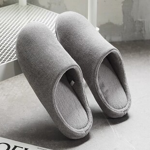 日本进口秋冬棉拖鞋室内居家静音保暖木地板防滑情侣棉拖鞋