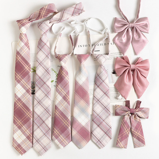 粉色领带衬衫 女懒人免打日系学院风jk红色领结蝴蝶结衣服配饰领花