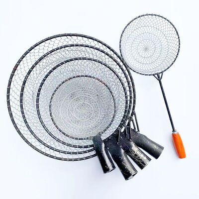 商用特大号漏勺手工编织漏勺铁丝网瓢长柄过滤网大漏勺捞鱼大笊篱