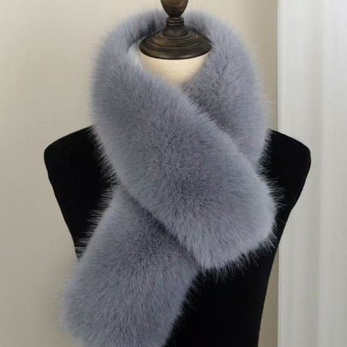 仿狐狸毛围巾纯色双面毛仿皮草女士冬季保暖英伦风毛毛领围脖毛领