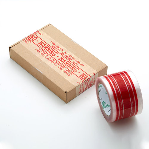 WARNING7.5CM红色透明封箱胶带