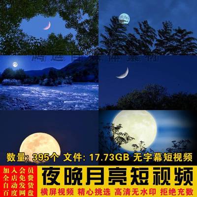 2024唯美夜色自然风景夜晚带月亮无字幕高清短视频自媒体背影剪辑