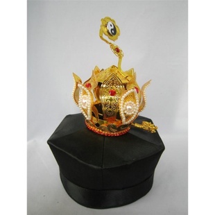 道法器道帽莲花冠 道冠火焰冠 高功六角帽合金太极仙鹤铜莲花冠