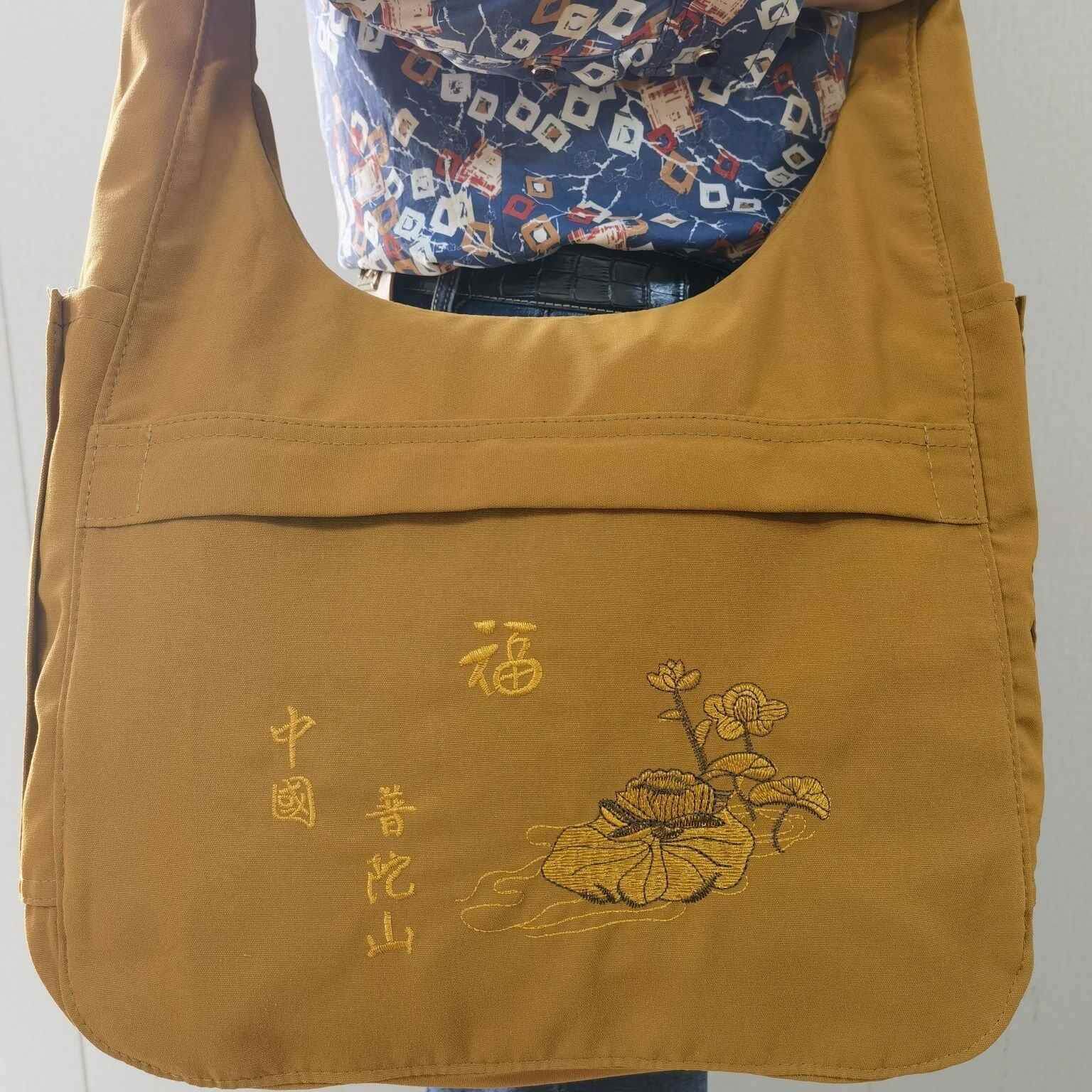 新款旅游进香包烧香拜佛僧包布袋香包居士包普陀山佛袋拜拜背包斜