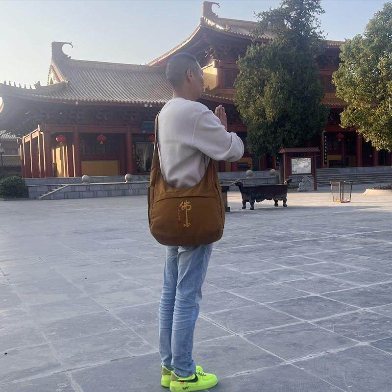 新款旅游进香包烧香拜佛僧包布袋香包居士包普陀山佛袋拜拜背包斜